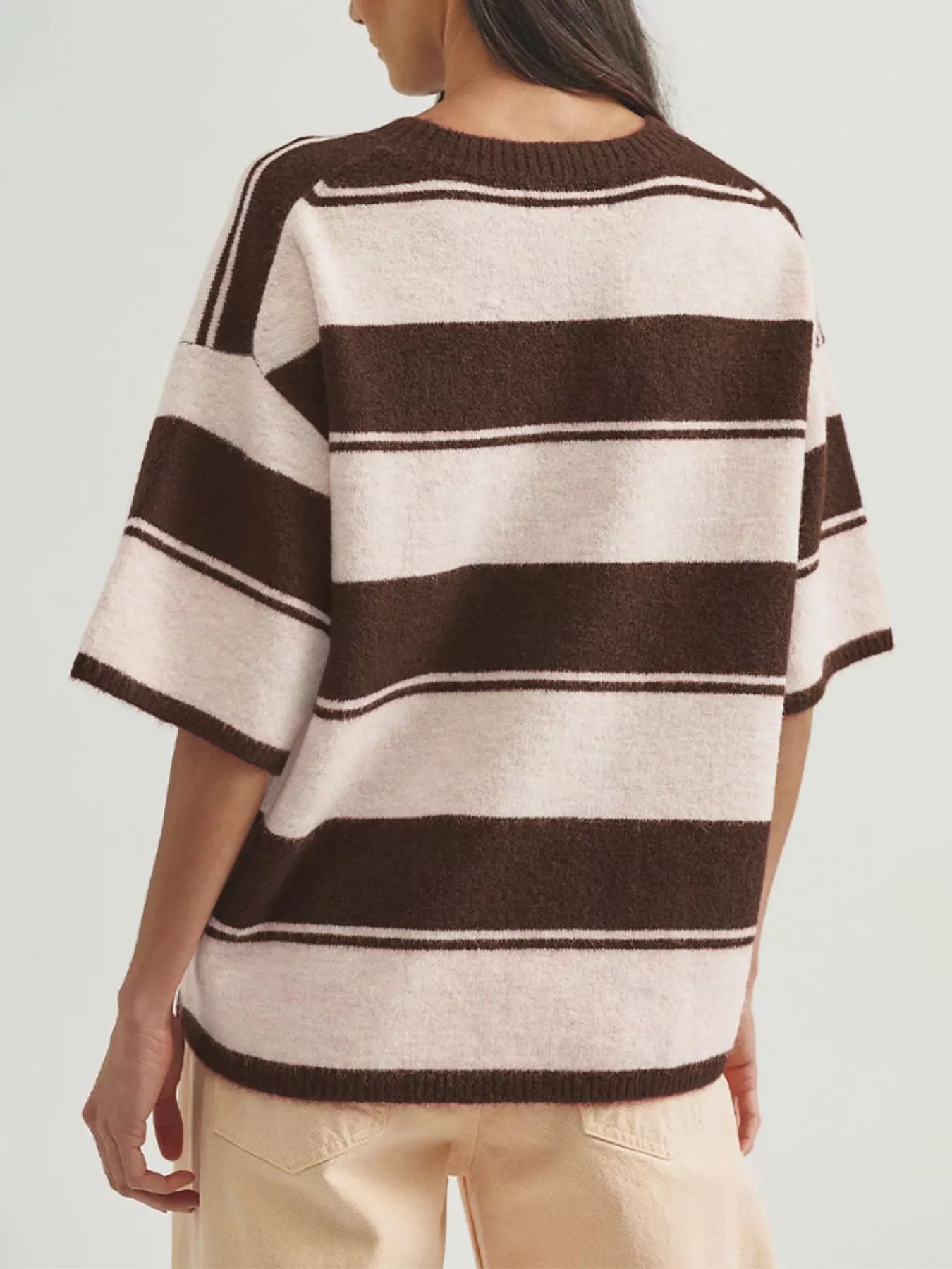 Trendsi Striped Half Sleeve Sweater -