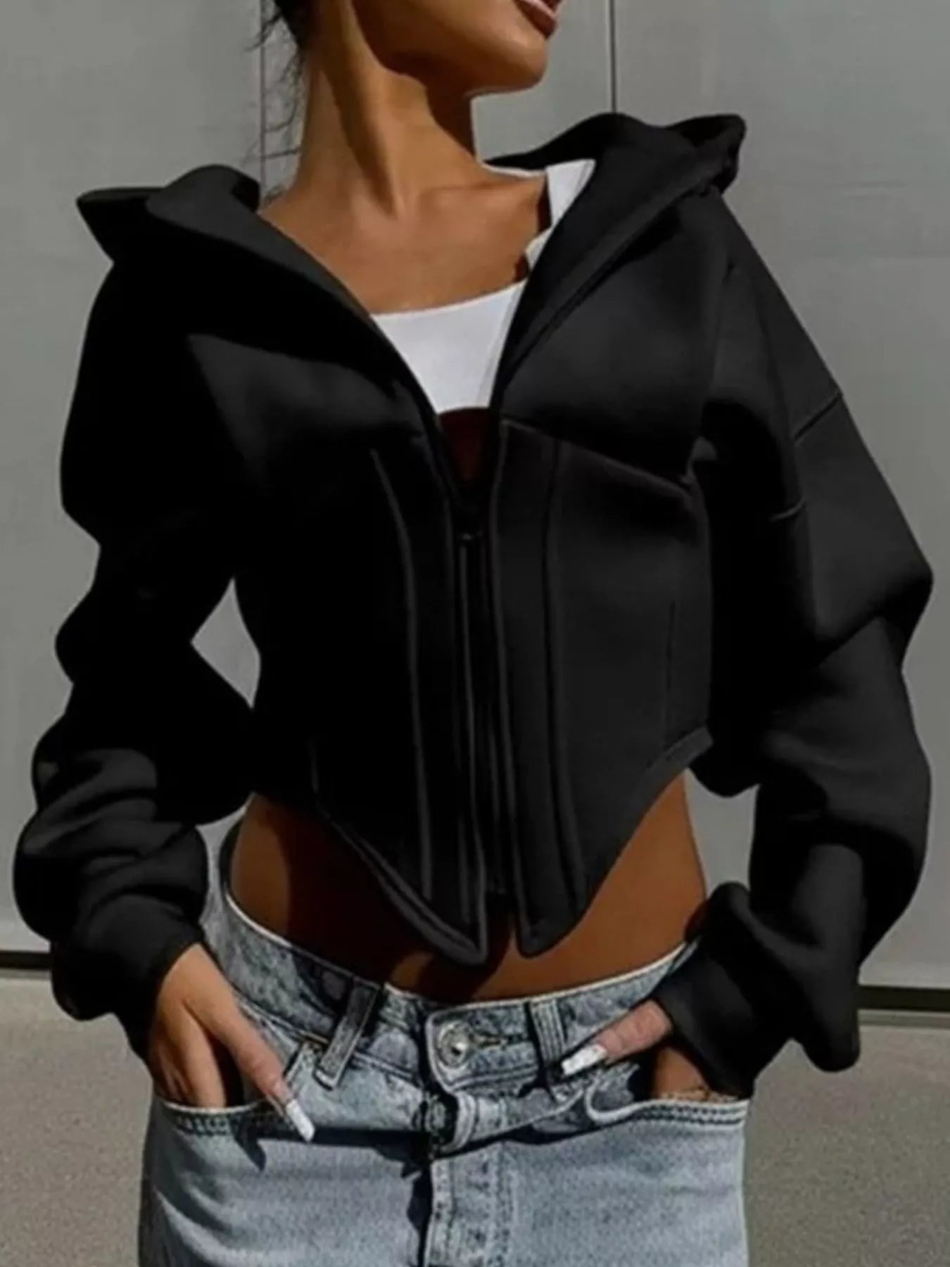 Trendsi Zip-Up Cropped Hoodie -