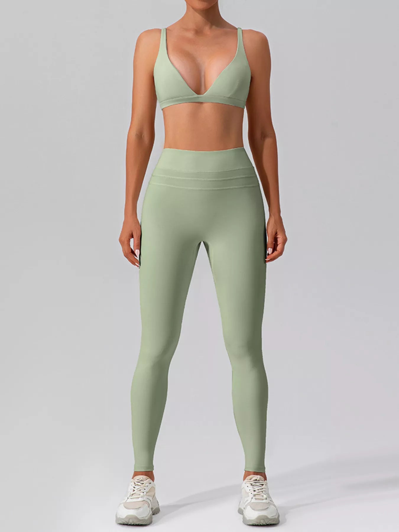 Trendsi V-Neck Tank and High-Waisted Seamless Pants Active Set -