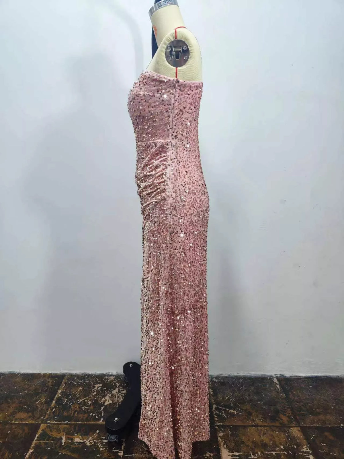 Sequin maxi dress, pink mannequin side