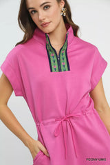 Trendsi Umgee Dolman Sleeve Zip Detail Dress -