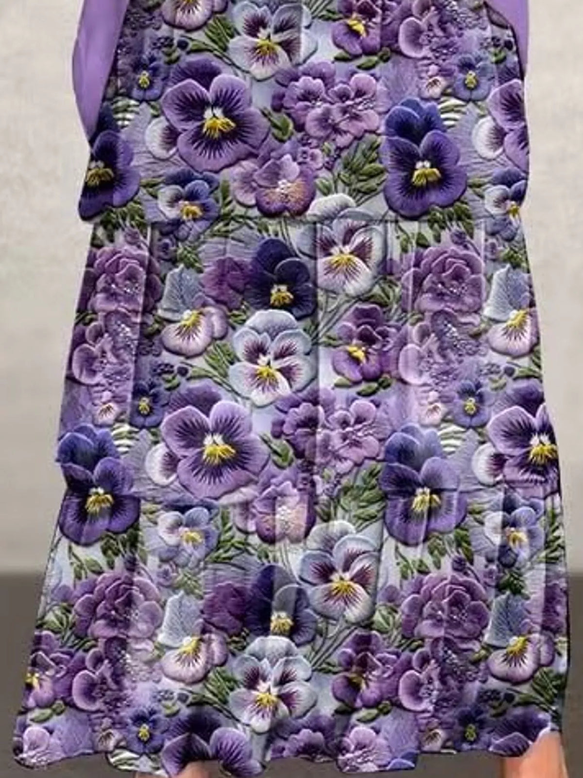 Layered maxi dress, purple floral skirt