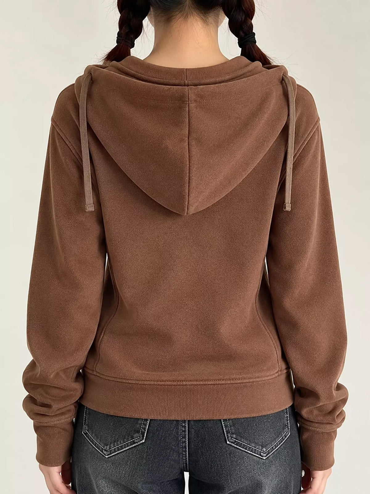 Drawstring hoodie, brown back