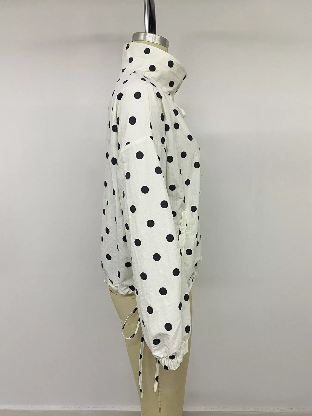 Trendsi Polka Dot Stand-Collar Casual Jacket -