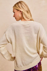 Trendsi BiBi Mardi Gras Sequin Lattering Knit Top -