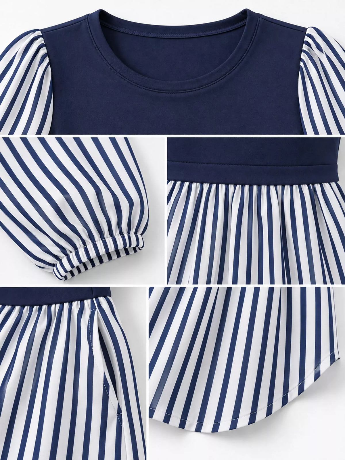 Contrast Panel Long Sleeve Tunic Blouse — garment construction details