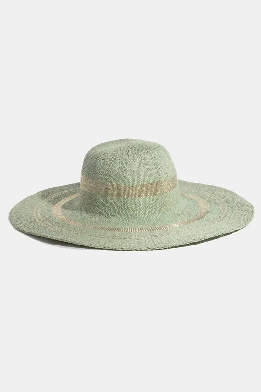 Women's Floppy Sun Hat With Metallic Accent Trim Paper Polyester — product view 1