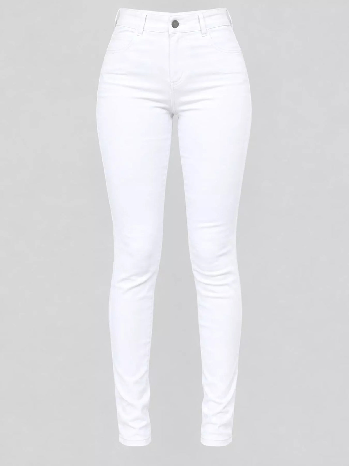 White high-waisted skinny jeans