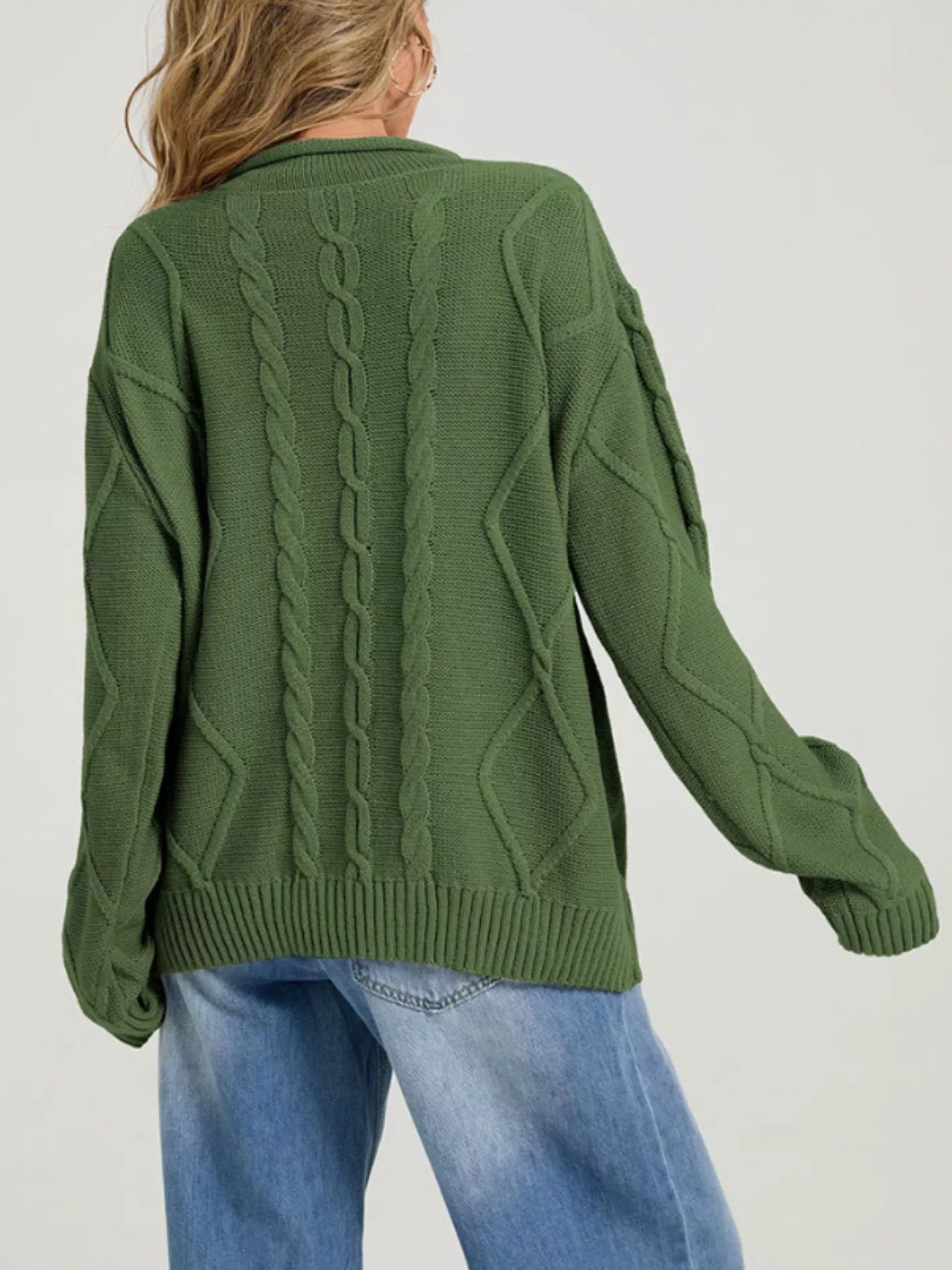 Trendsi Cable Knit Ribbed Hem Sweater -