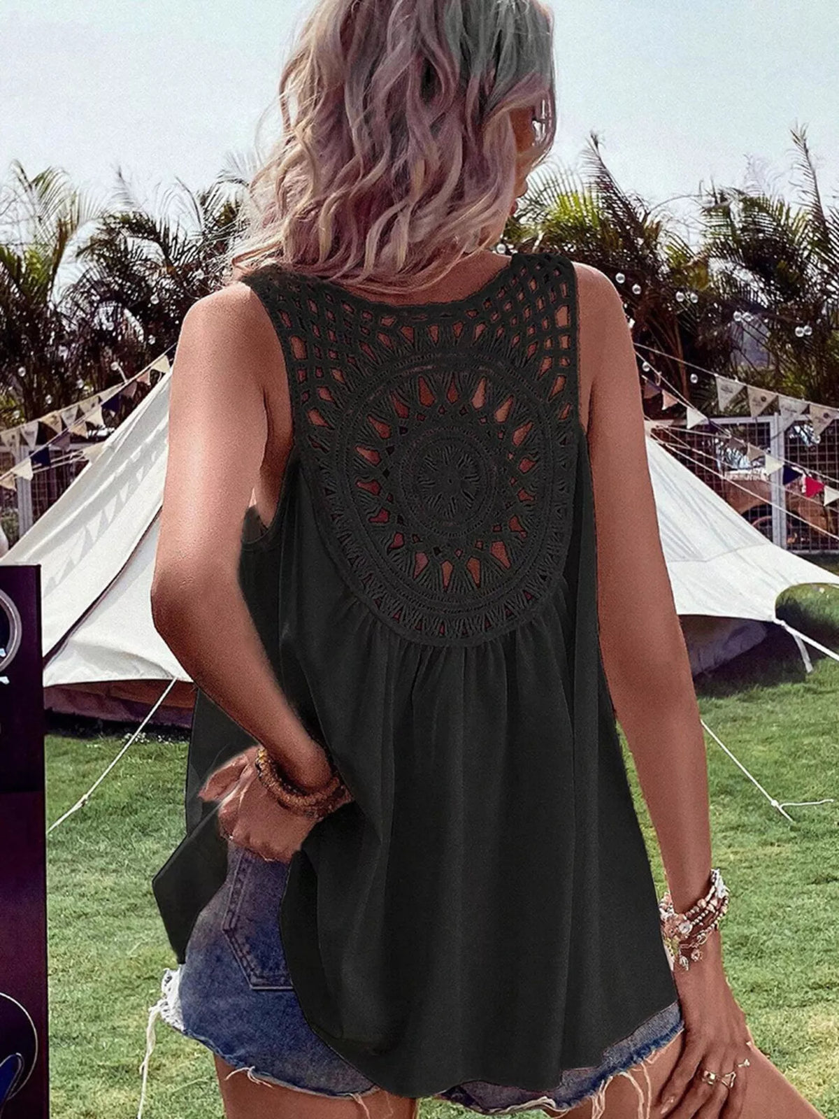 Trendsi Crochet V-Neck Tank Top -