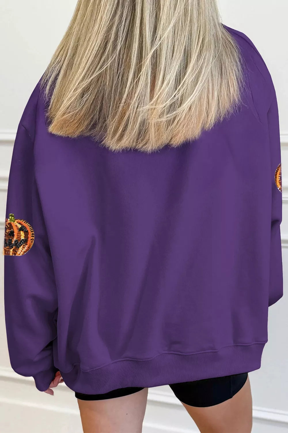 Trendsi Sequin Pumpkin Spooky Halloween Sweatshirt -
