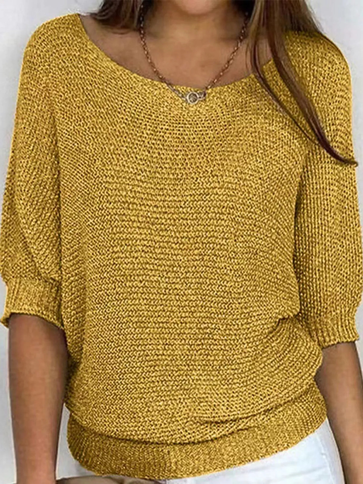 Yellow three-quarter sleeve sweater