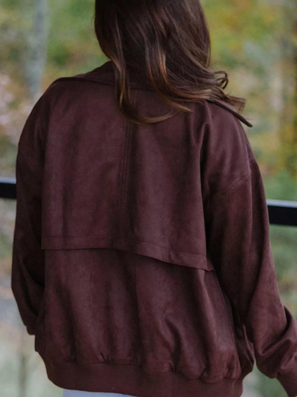 Collared Zip-Up Long Sleeve Jacket, back view