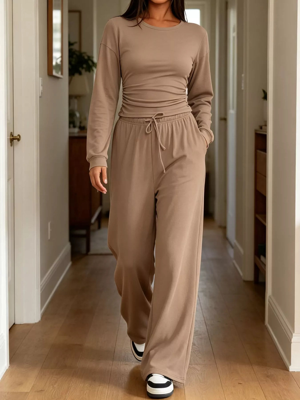 Wide-leg top and pants set