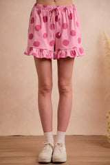 Trendsi BiBi Polka Dots Printed Ruffled Detail Top And Shorts Set - Shorts