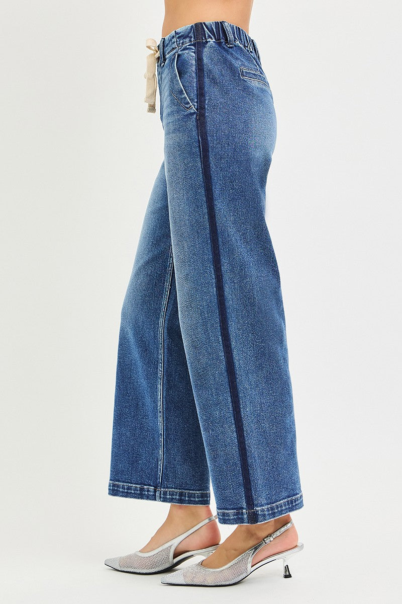 Women's High-Rise Cropped Wide-Leg Jeans With Drawstring Waist — product view 4