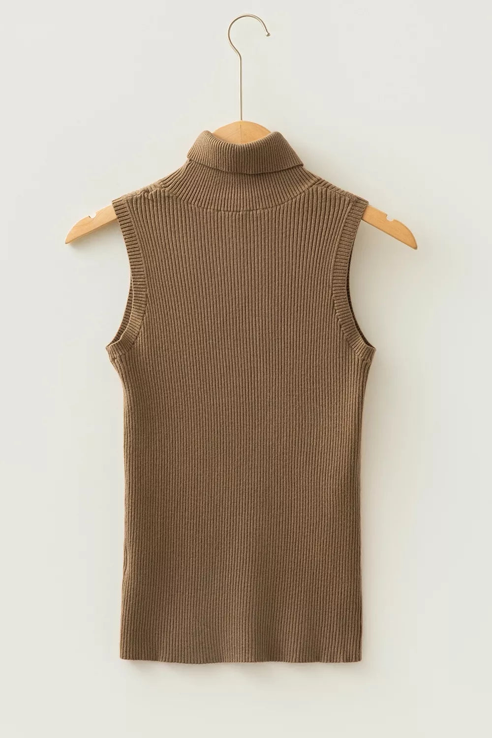 Trendsi Mock Neck Ribbed Knit Sweater Vest -
