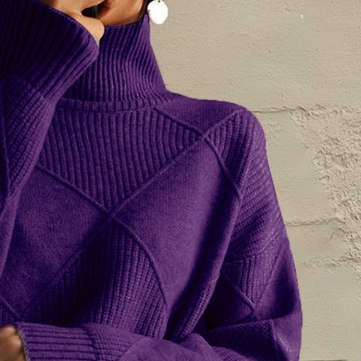 Trendsi Geometric Turtleneck Long Sleeve Sweater -