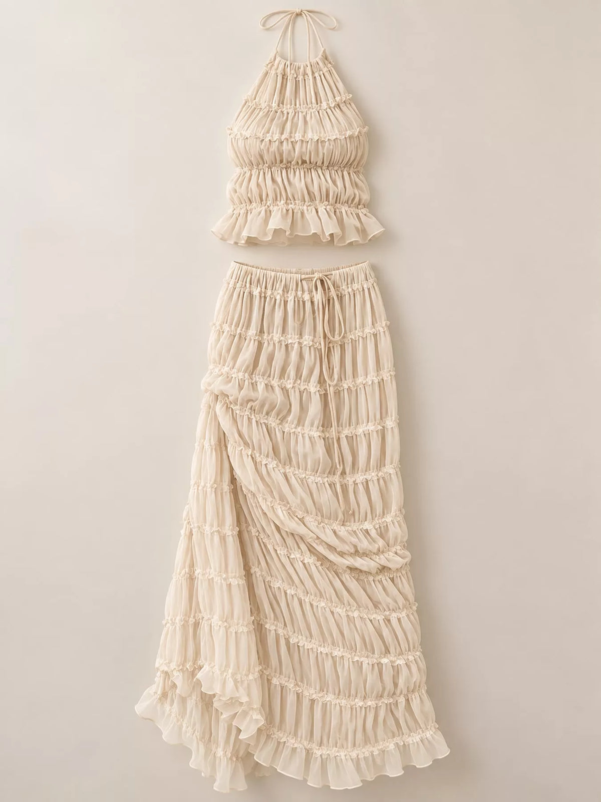 Halter top and skirt set, ivory hanging set