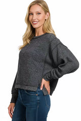 Trendsi Zenana Brushed Melange Hacci Oversized Pullover -