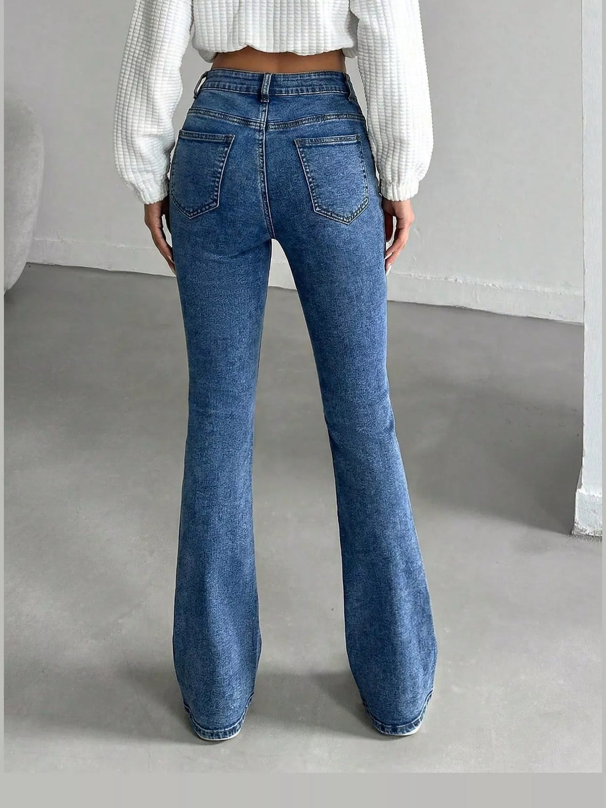 Light Blue high-waisted slim-fit flared jeans