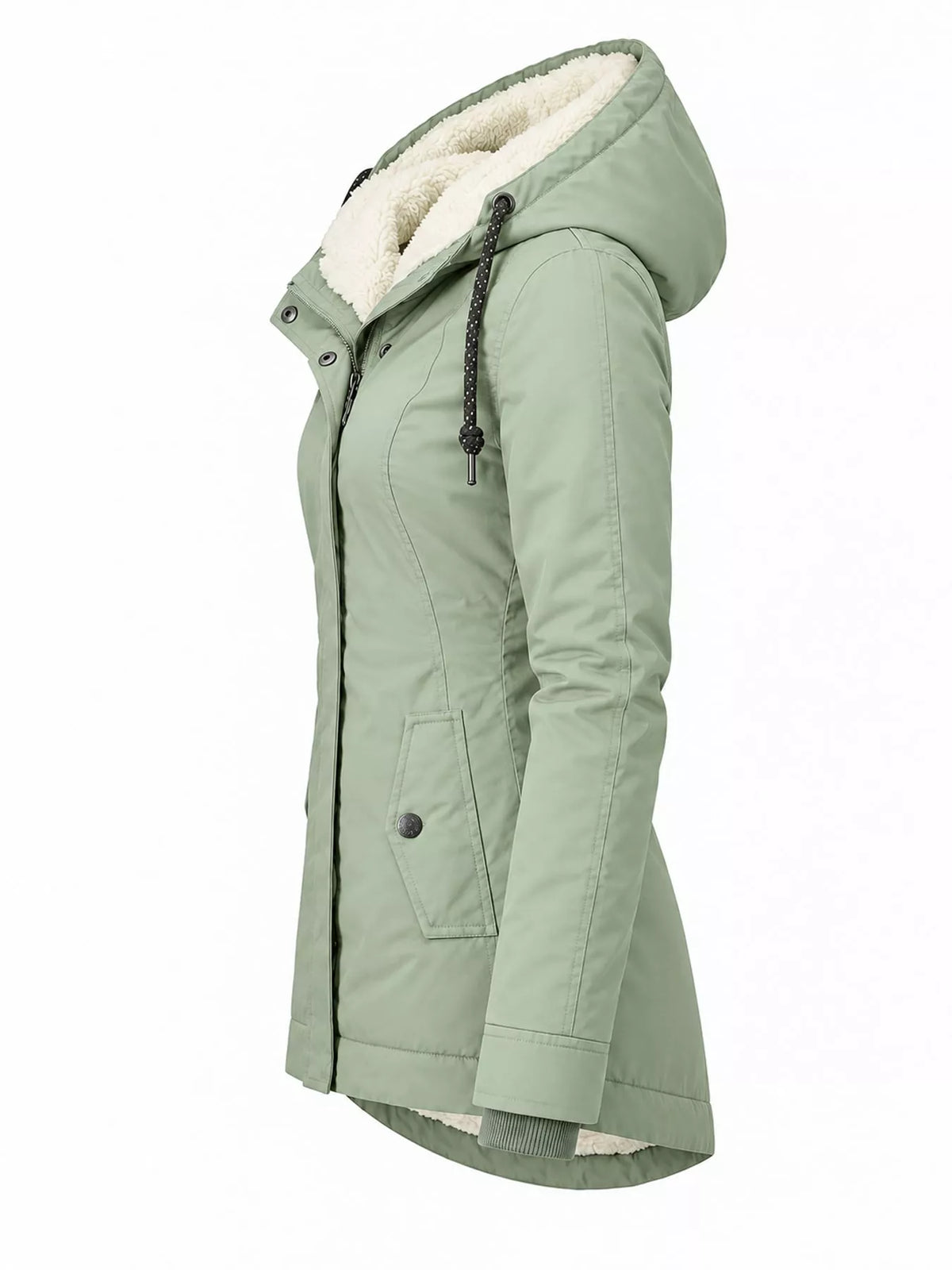 Sherpa-Lined Hooded Jacket — side view