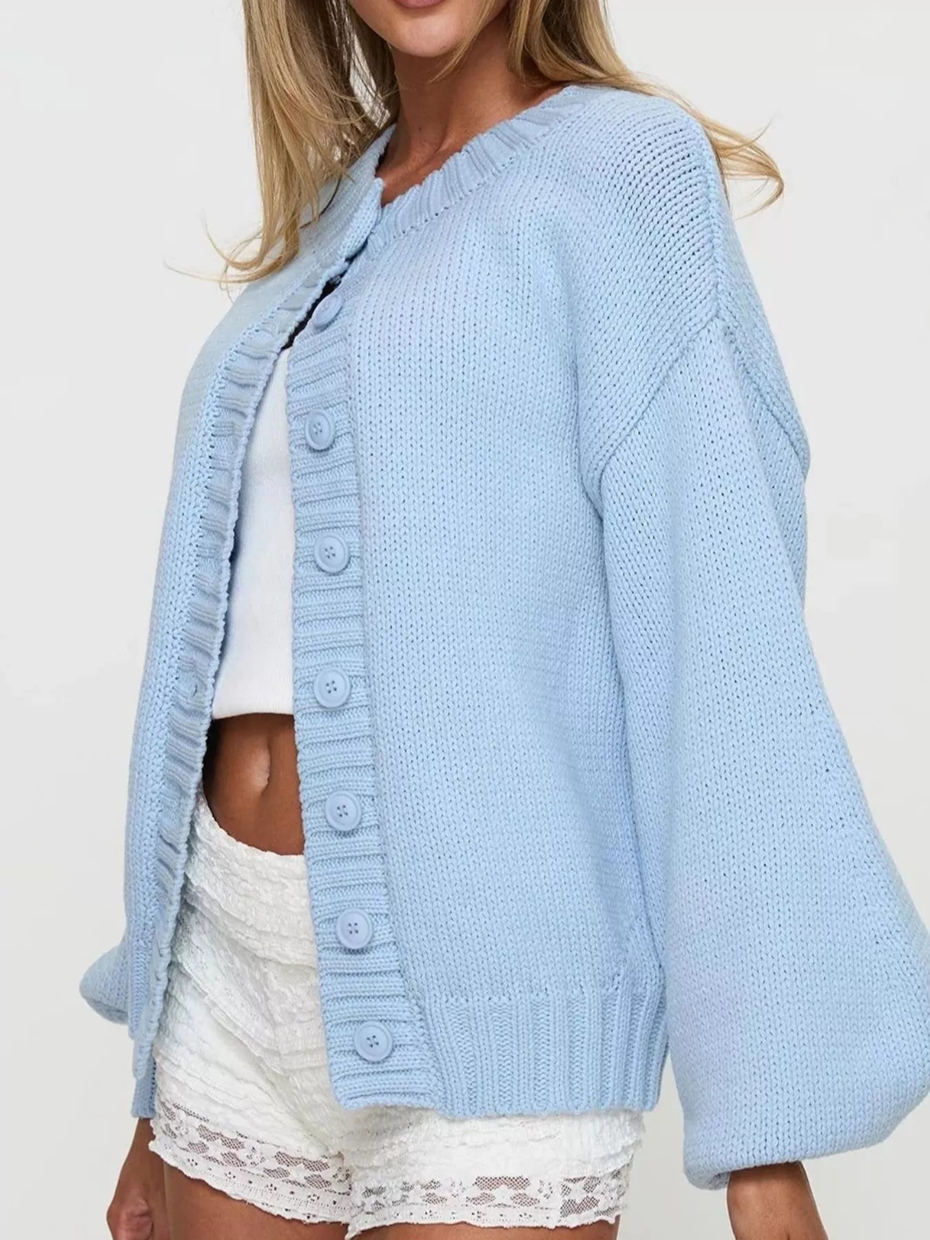 Trendsi Chunky Knit Button-Up Cardigan -