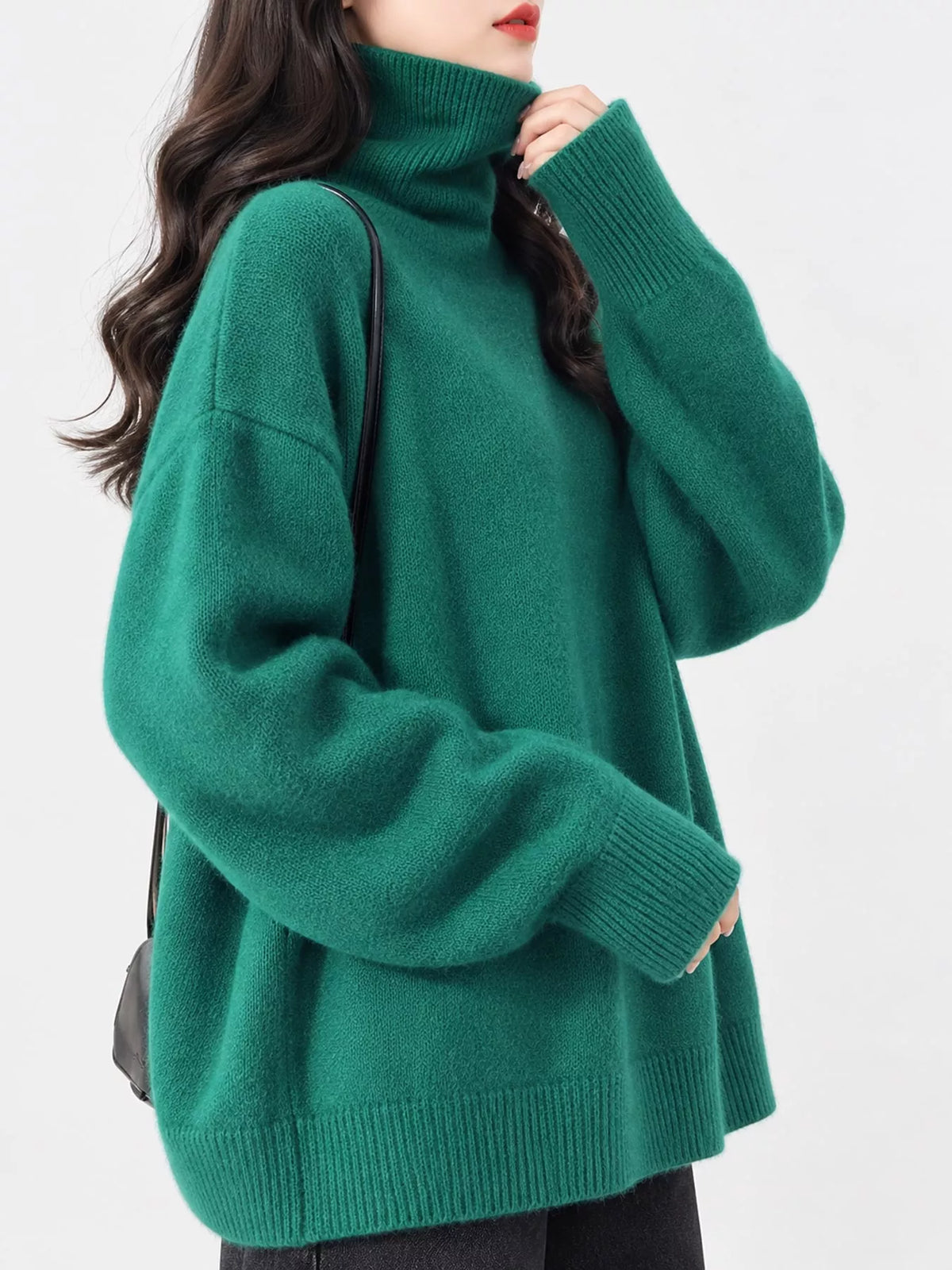 Turtleneck sweater, green side