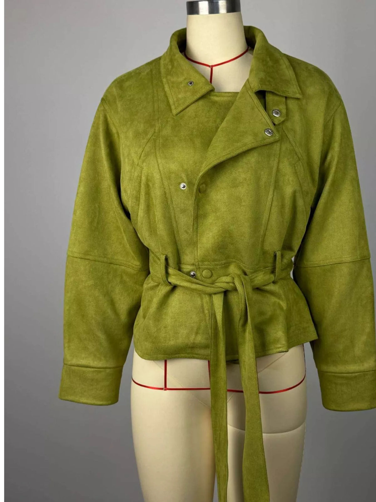 Trendsi Tie Waist Long Sleeve Cropped Jacket -