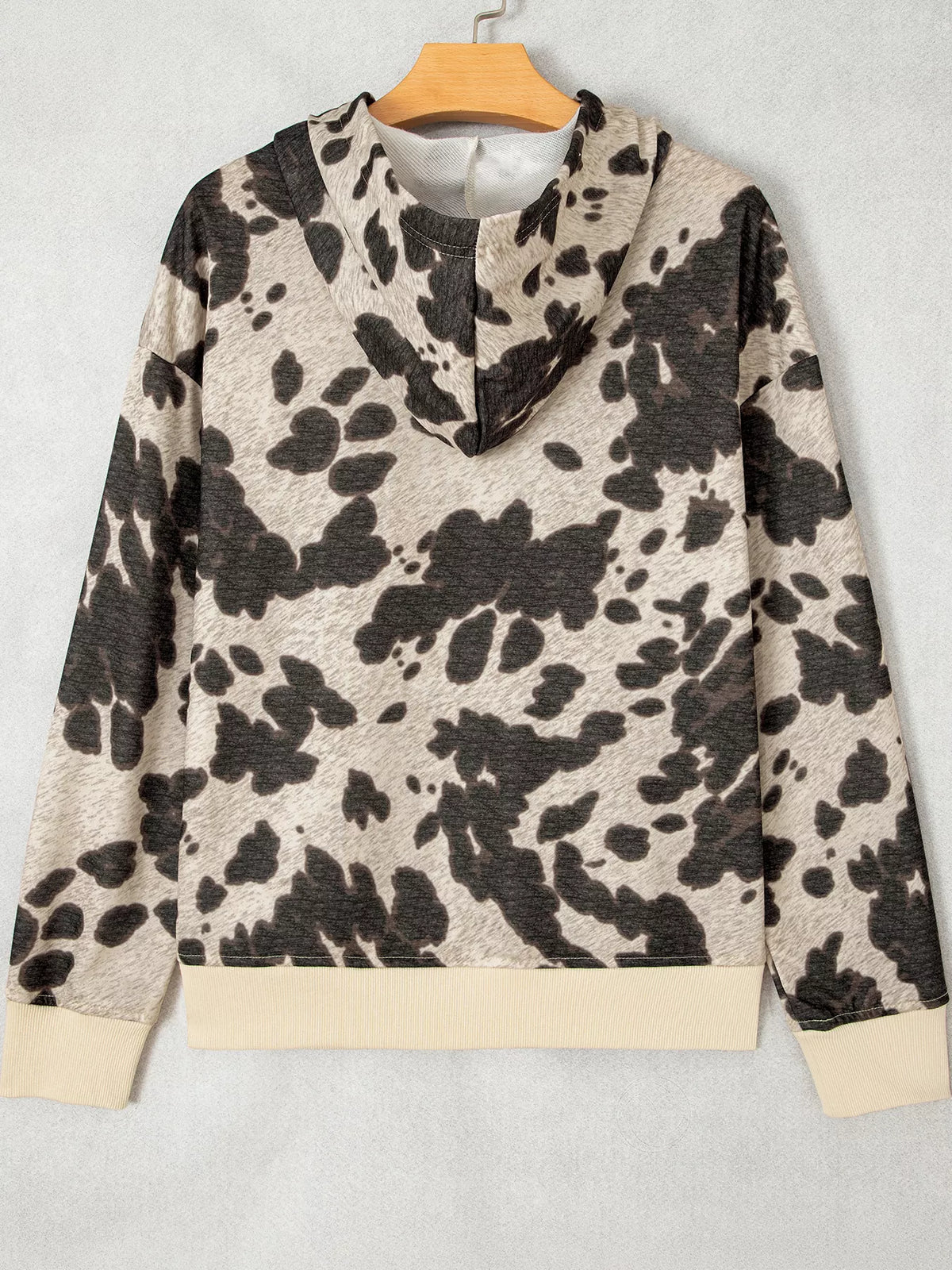 Cow Print Pocket Hoodie in multicolour, back view