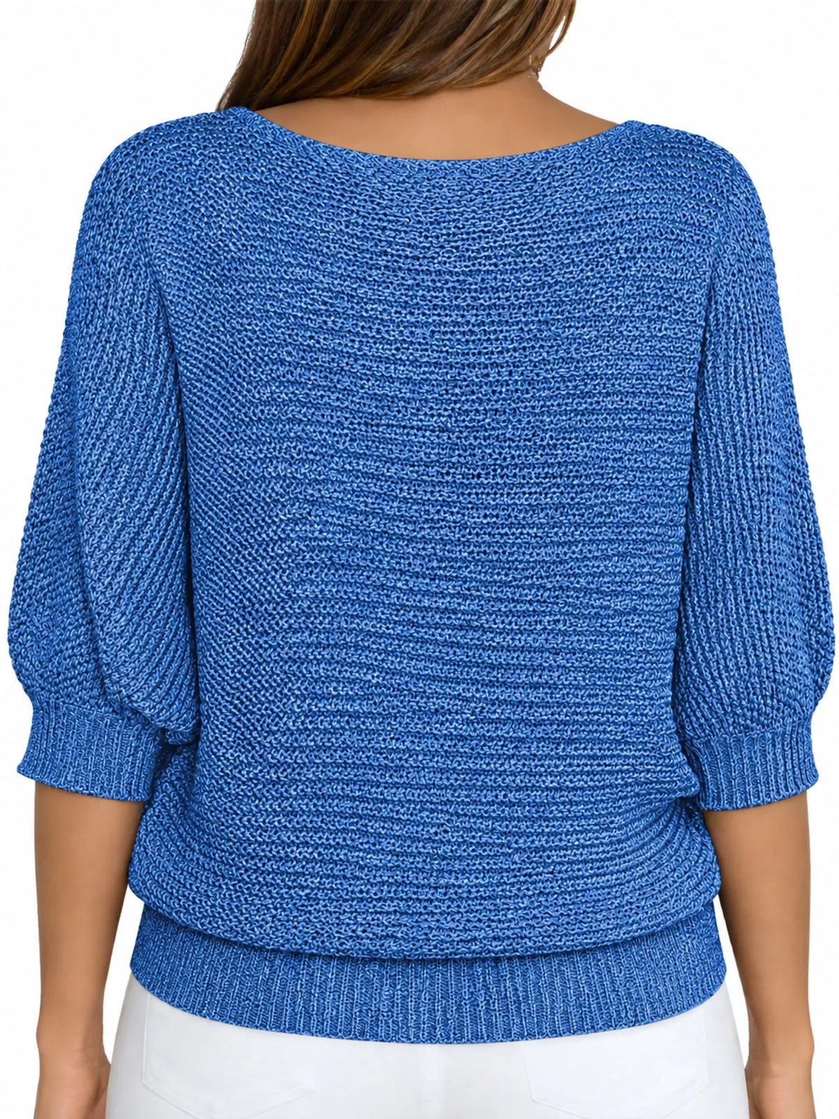 Three-quarter sleeve sweater, back view