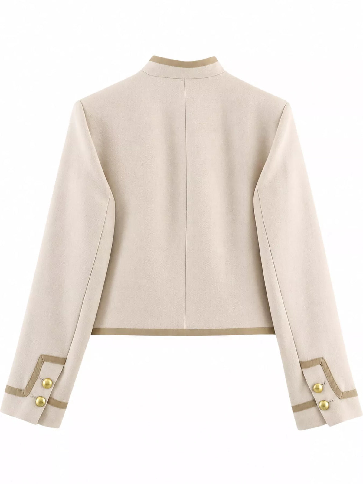 Cream button down long sleeve jacket — back view