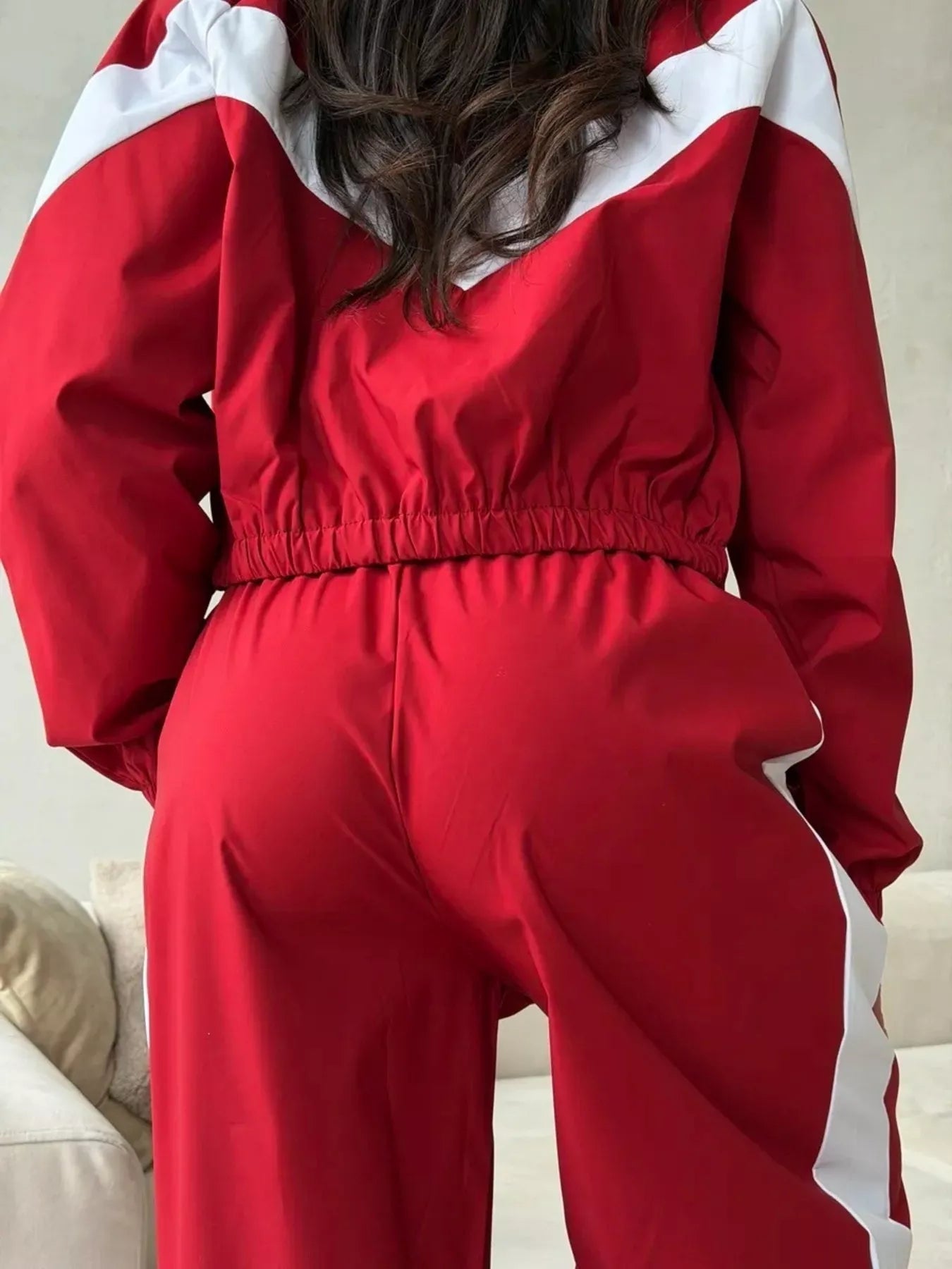 Trendsi Color Block Zip Up Outerwear and Pants Set -