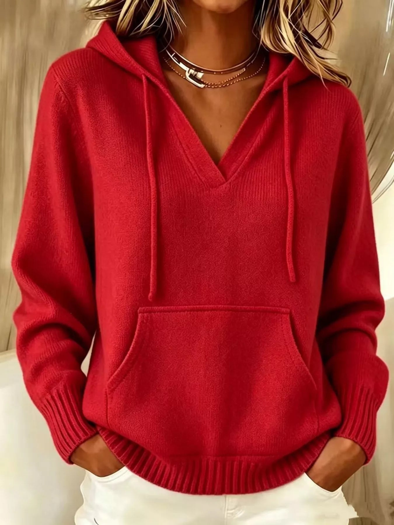 Trendsi Kangaroo Pocket Hooded Sweater -