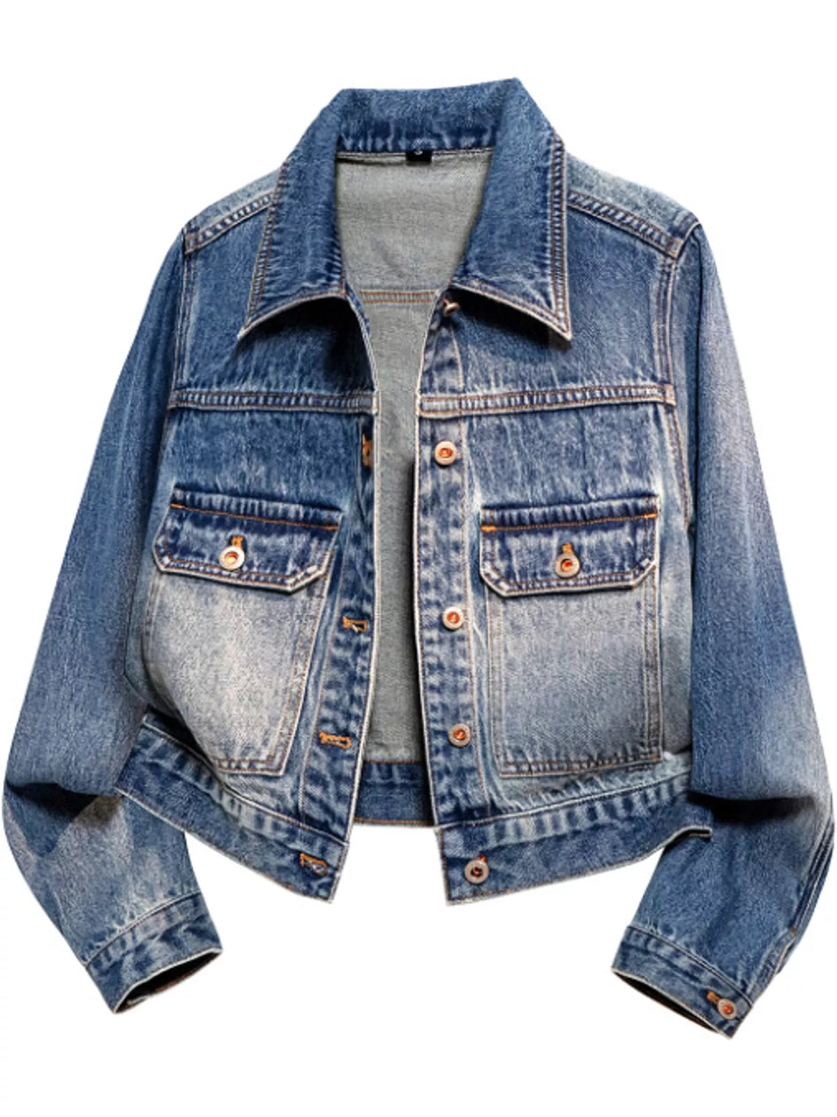 Vintage Wash Cropped Denim Jacket — garment front