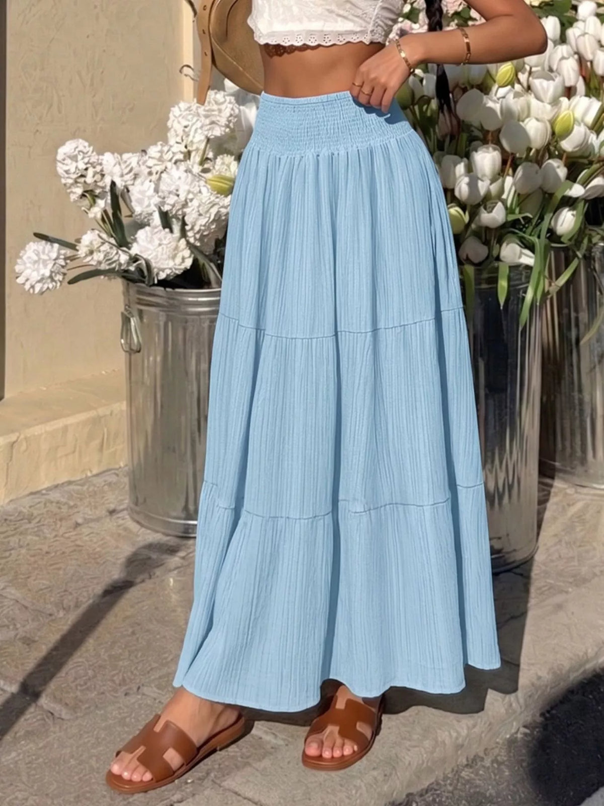 Trendsi Tiered Flowy Maxi Skirt -