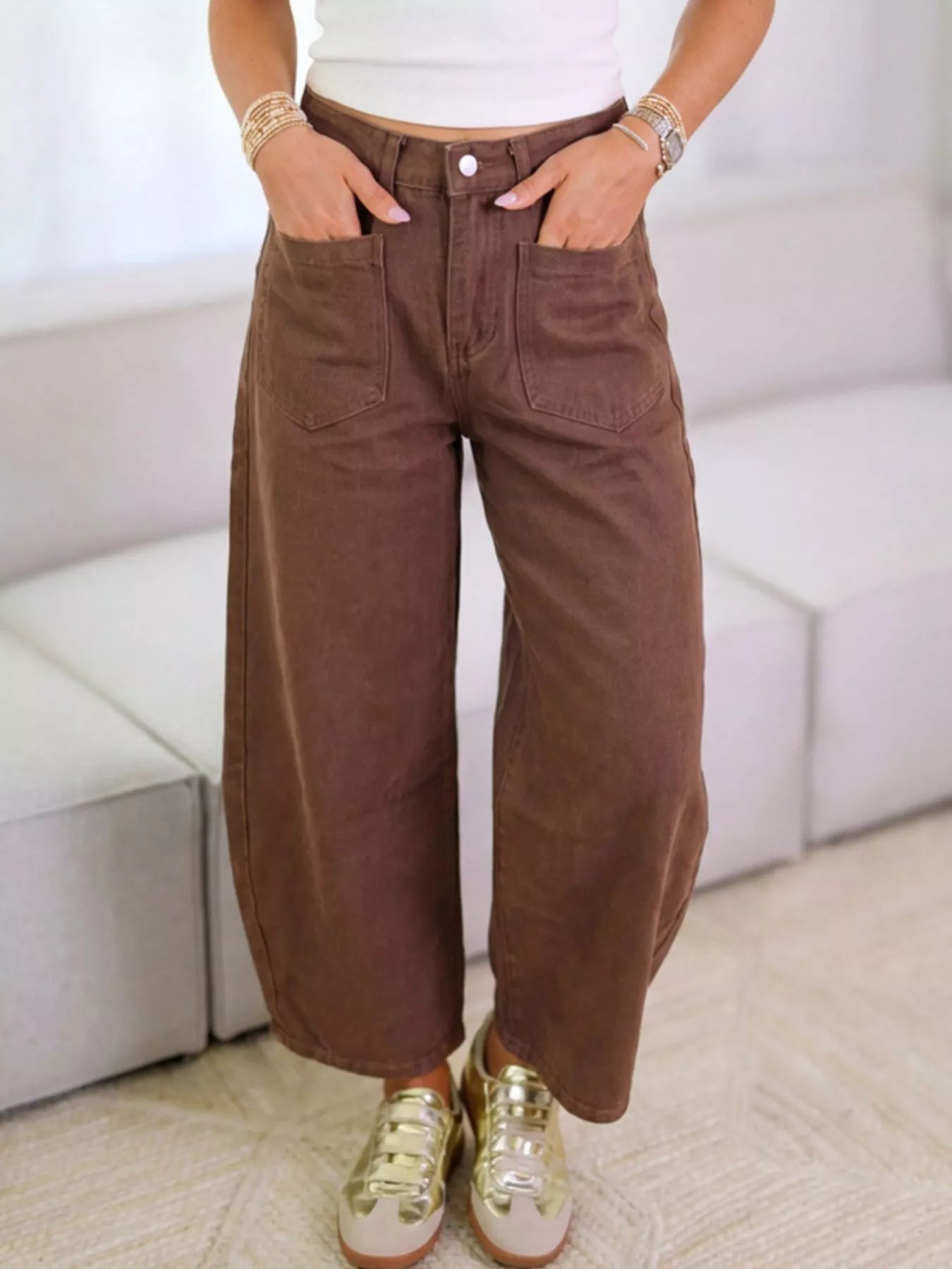 Trendsi Wide-Leg Jeans with Front Patch Pockets -