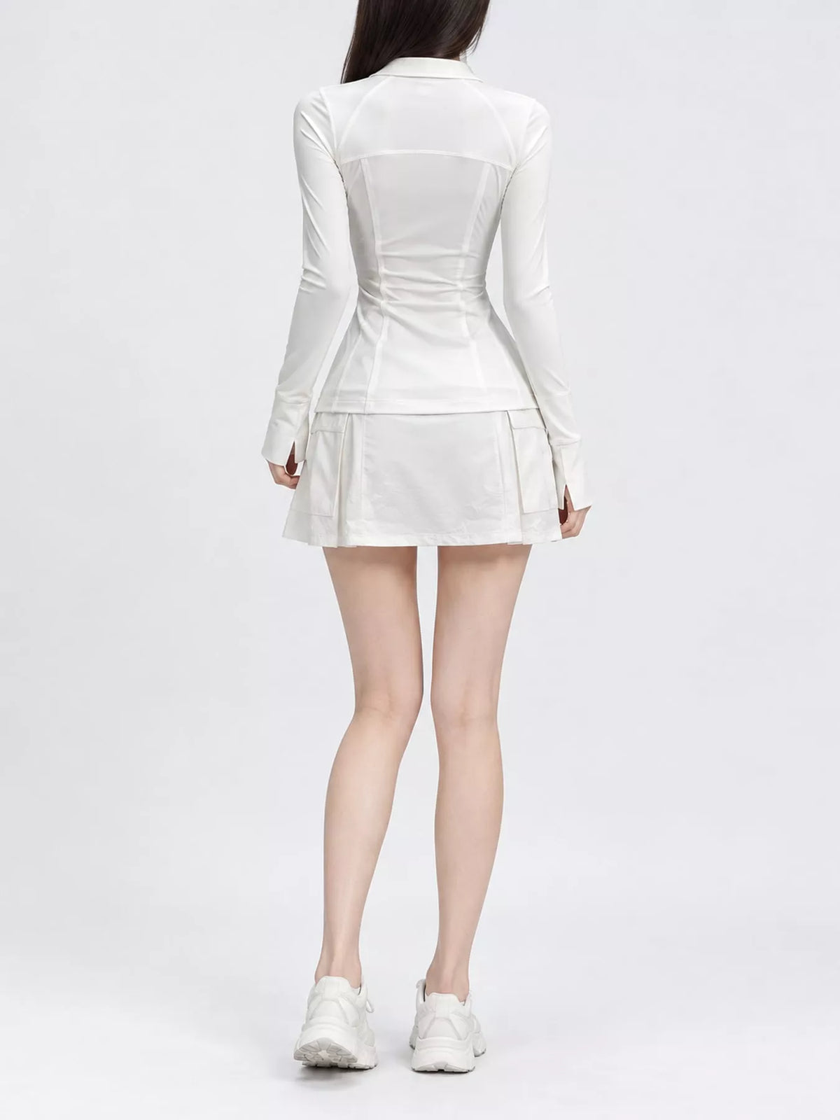 White quick-dry zip-up jacket, back view