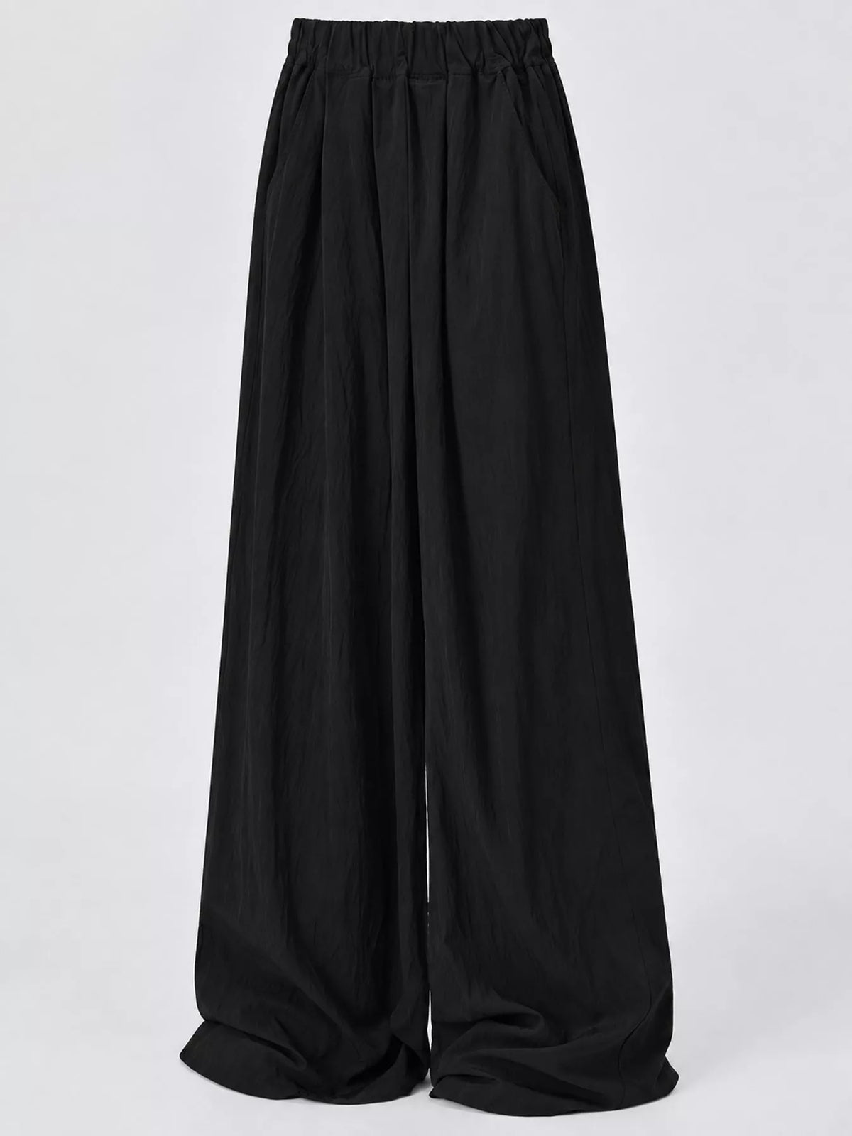 Women's High-Waisted Loose Fit Wide-Leg Casual Pants in black — flat lay view