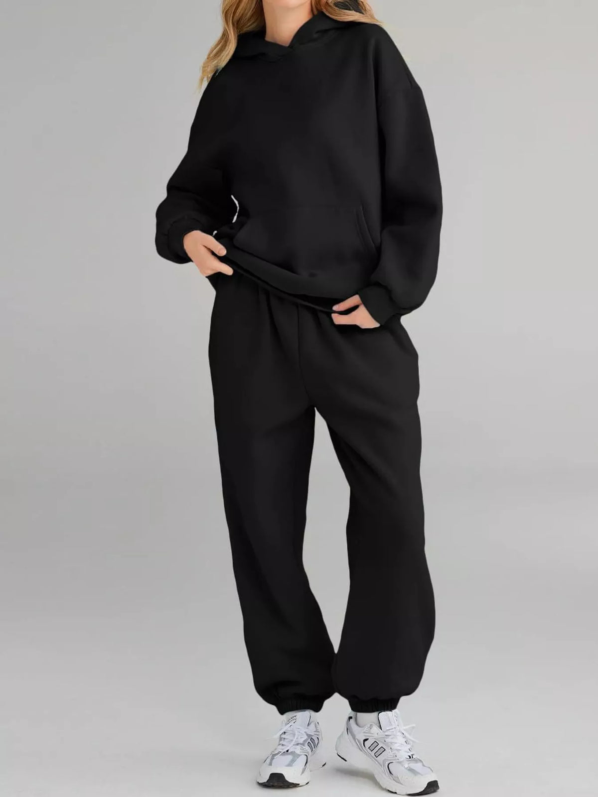Kangaroo Pocket Hoodie and Joggers Set — front view
