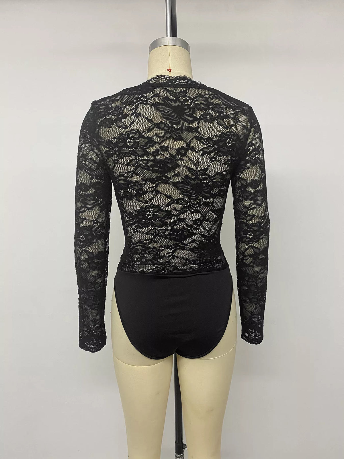 Trendsi Lace Long Sleeve Bodysuit with Bow Detail -
