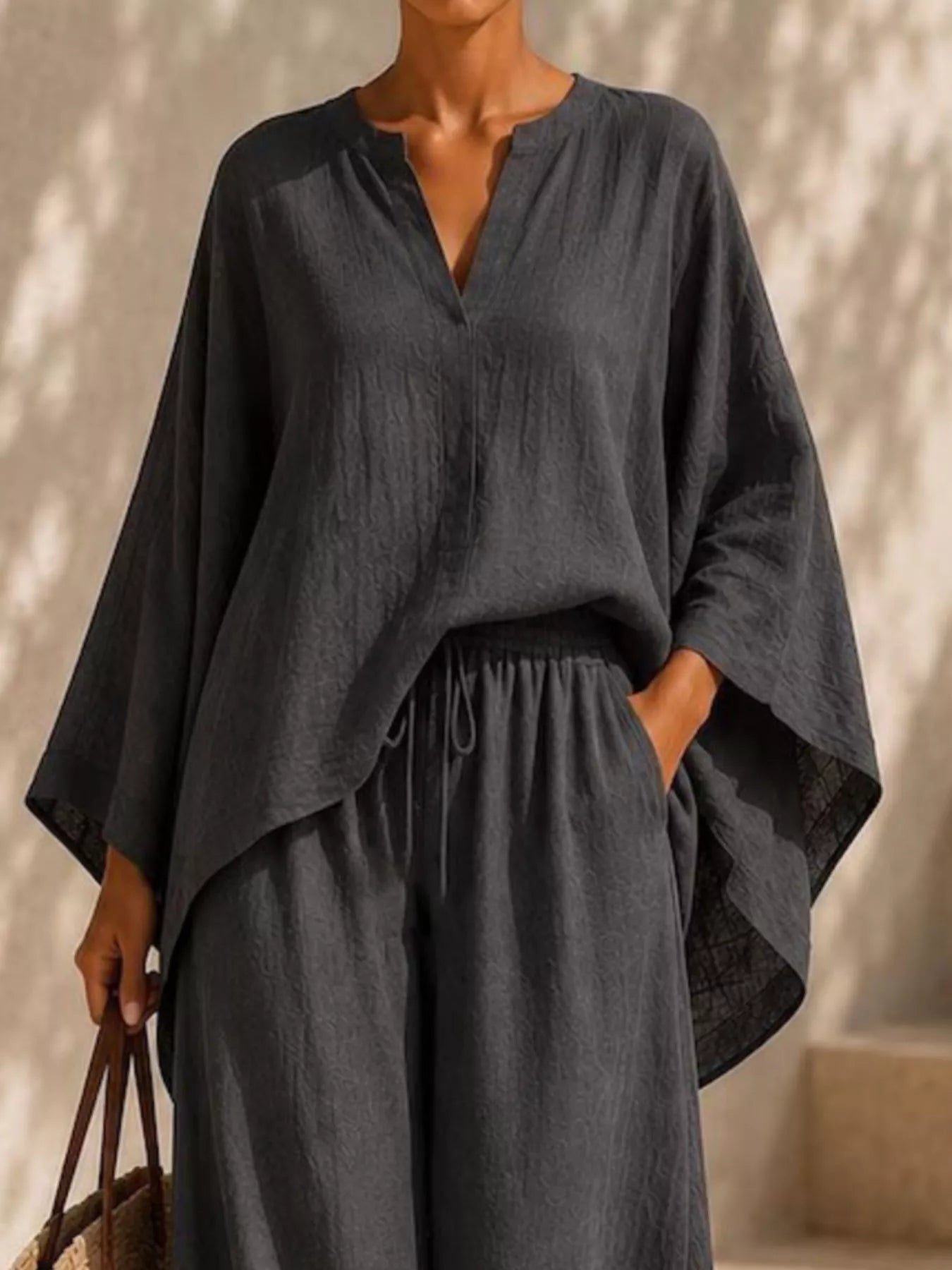 Trendsi Full Size Loose Fit Top and Wide-Leg Pants Set Plus Size -