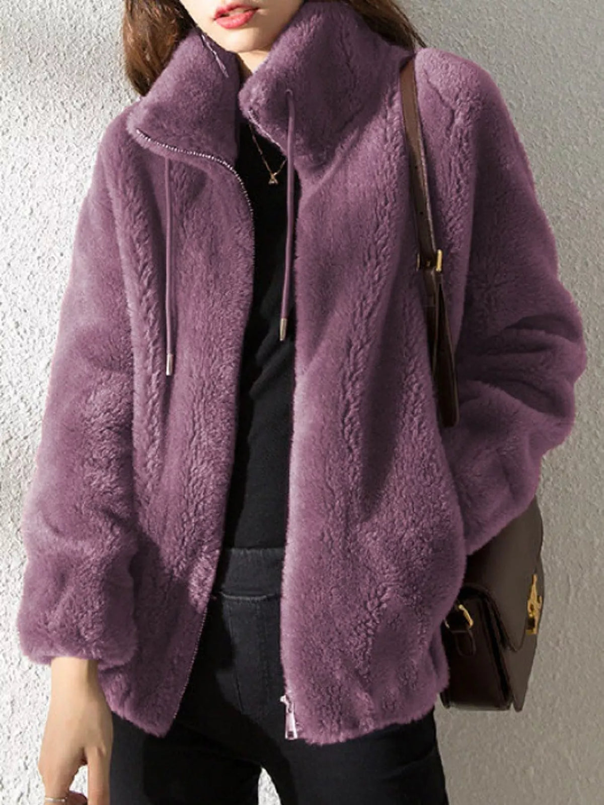 Faux-fur jacket, purple front