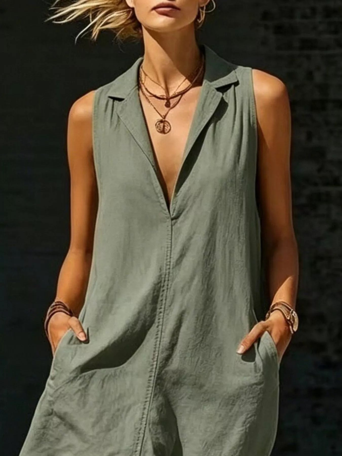 Trendsi Sleeveless Maxi Dress with Side Pockets -