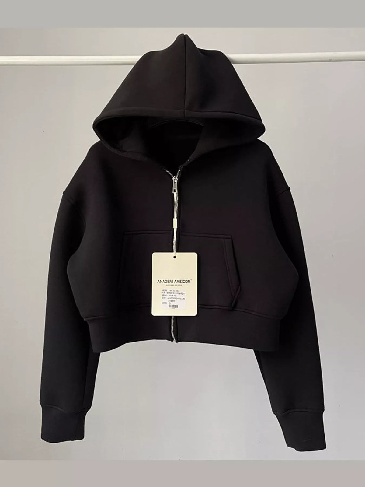 Cropped Zip-Up Hoodie — garment front