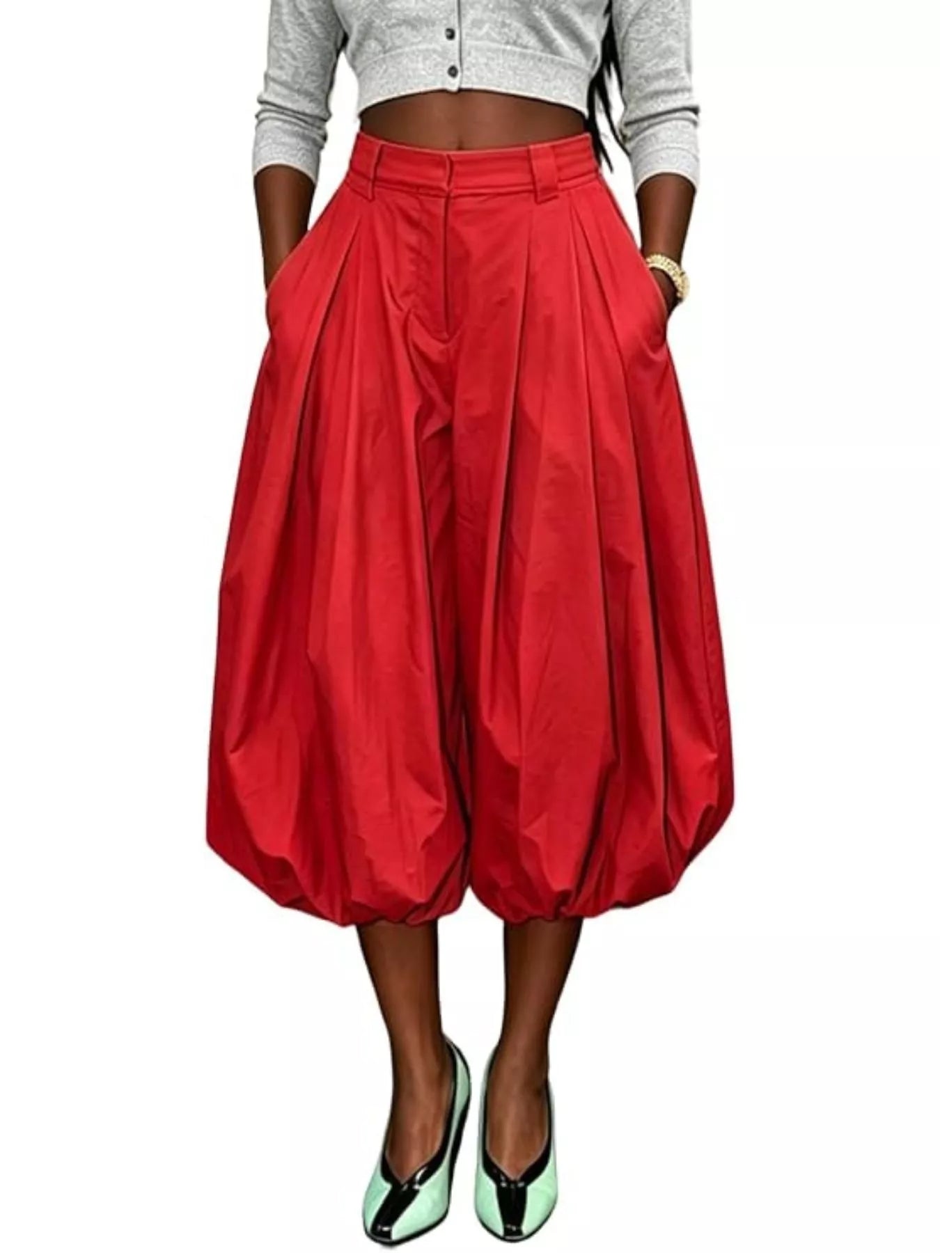 Trendsi High-Waisted Ruched Balloon Pants -