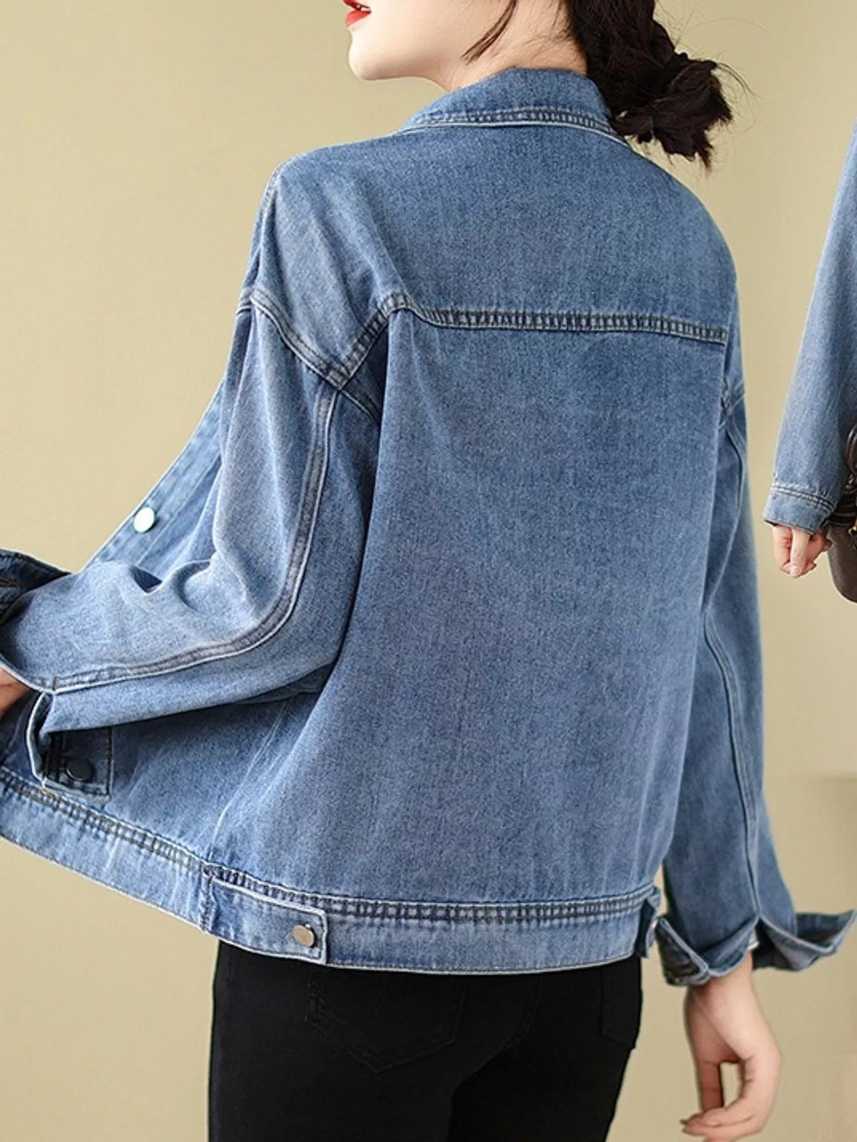 Vintage Button-Up Denim Jacket — back view
