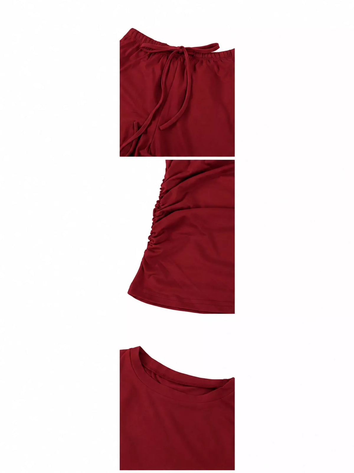 Long Sleeve Top and Wide-Leg Drawstring Pants Set — construction details