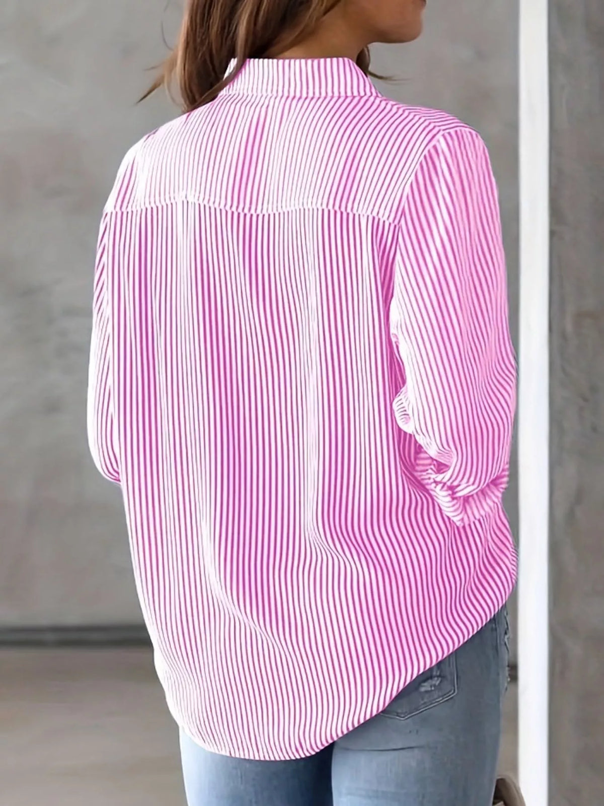 Striped long shirt, pink back