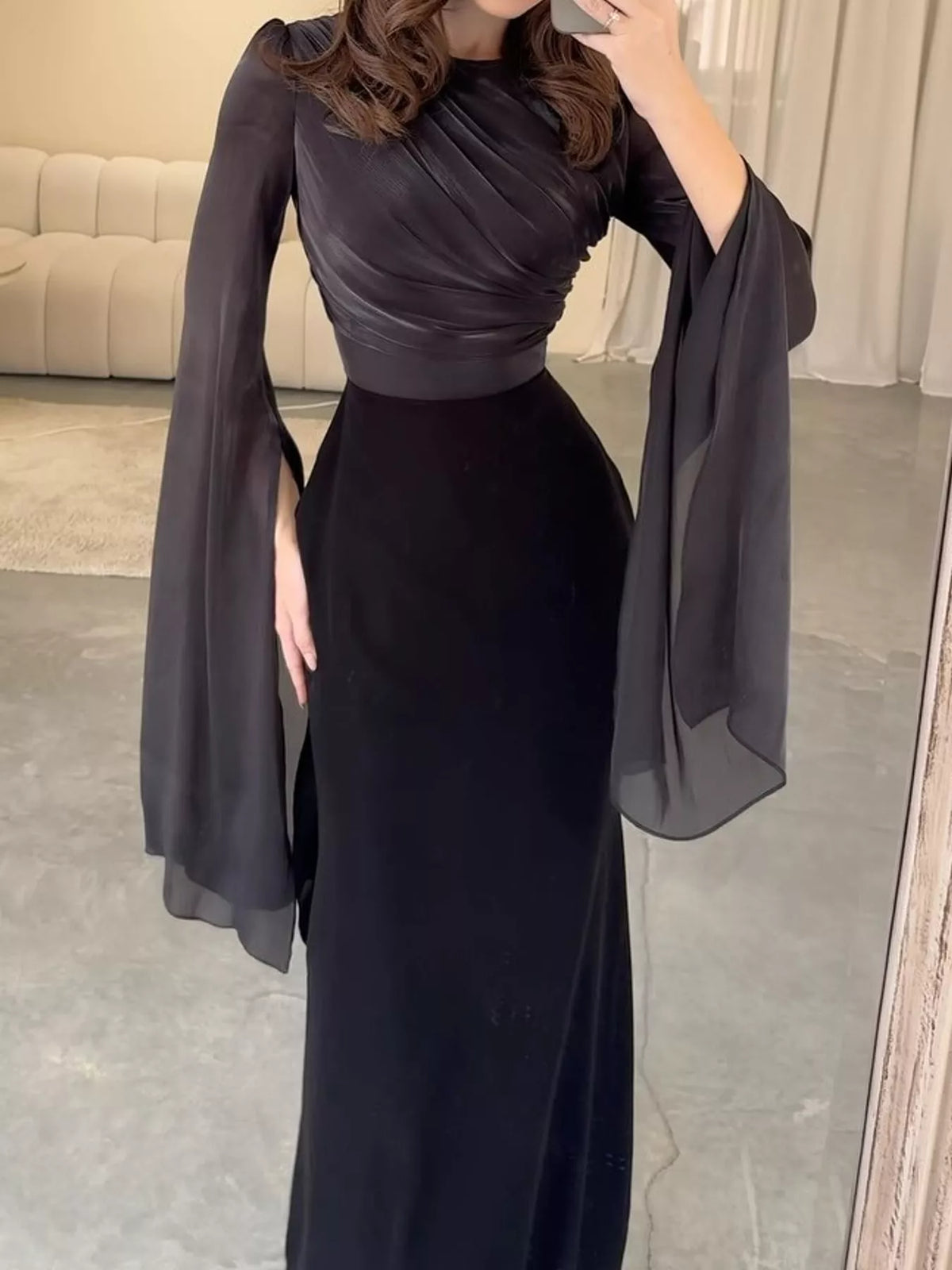 Round Neck Maxi Dress — front view